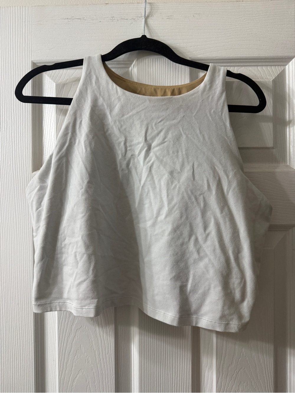 White Cropped Tank with Beige Lining